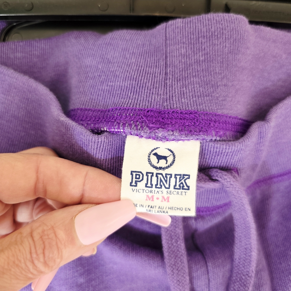 Victoria's Secret PINK Y2K Lavender Purple Black Varsity Patch Sweatsuit Set - M - Picture 4 of 8
